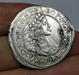 Holy Roman Empire Leopold I Silver Xv Kreuzer 1663 Wien Xf/ Nearly State
