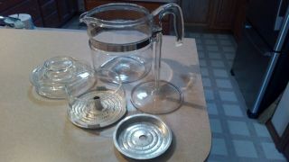 Vintage Pyrex Flameware 7754 - B Clear Glass 4 Cup Percolator Coffee Pot Complete