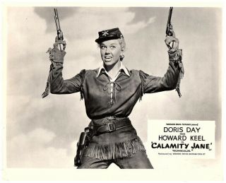 Calamity Jane Doris Day Confederate Uniform Holding Guns Lobby Card
