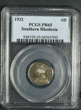 1932 PCGS PR65 SOUTHERN RHODESIA PROOF SIXPENCE 6 SIX PENCE 3