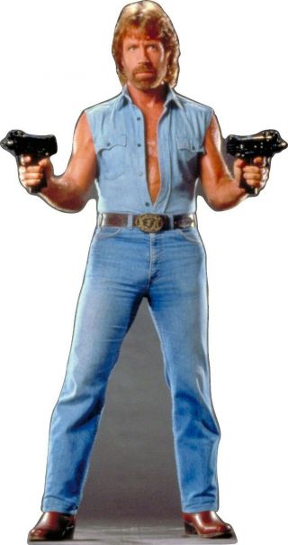 Chuck Norris - Double Gun - 69 " Tall Life Size Cardboard Cutout Standee