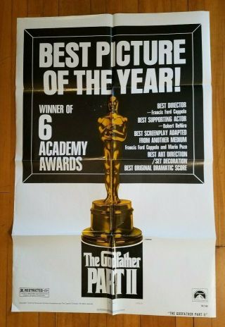 The Godfather Part Ii 1974 Orig 27x41 1 - Sheet Movie Poster Academy Awards 74/346