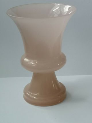 Vintage Mid Century Murano Carlo Moretti Pink Opaline Vase Gold Label