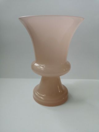 Vintage Mid century Murano Carlo Moretti pink opaline vase Gold label 2
