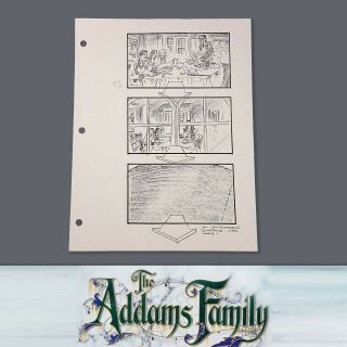 The Addams Family - Production Storyboard - Whole Family At Dinner Table