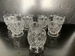 Vintage Set Of 8 Le Smith Clear Glass Moon & Stars Footed Juice Tumbler 3 1/2”