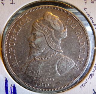 1904 Panama Cincuenta Centesimos De Balboa 90 Silver