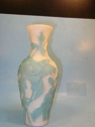 Vintage Phoenix / Consolidated Glass Vase.  White / Blue Peony Flowers
