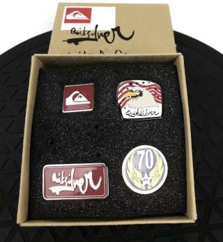 Quiksilver Limited Edition 4 Enamel Pin Set Surf American Eagles Flag