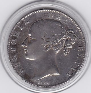 Sharp 1844 Queen Victoria Large Crown / Five Shilling Coin