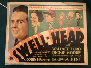 Swell - Head 1935 Columbia 11x14 Title Lobby Wallace Ford Dickie Moore Barbara Ken