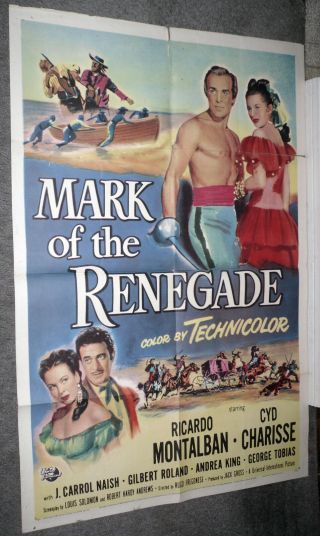 Mark Of The Renegade Orig 1951 One Sheet Poster Cyd Charisse/ricardo Montalban