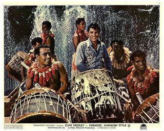 Paradise Hawaiian Style Lobby Card Elvis Presley Singers By Waterfall