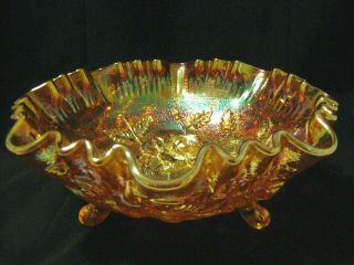 Antique Fenton Marigold Carnival Glass Ruffled Bowl - 1950 