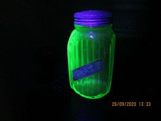 Uranium Glass Sugar Shaker With Lid