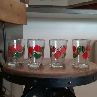 4 Vintage Libby Cherry Juice Glasses
