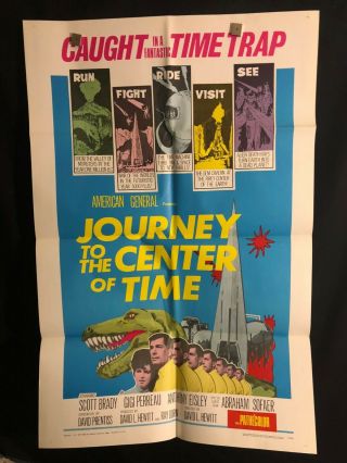 Journey To The Center Of Time 1967 One Sheet Movie Poster Scott Brady Sci Fi