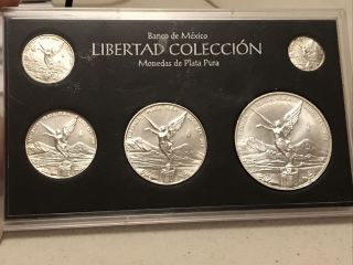 2002 Libertad Set.  999 Silver Proof Mexico