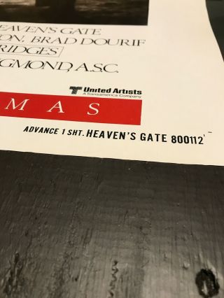 Heaven ' s Gate 1980 ADVANCE Style 27X41 Folded NSS Movie Poster WALKEN 2