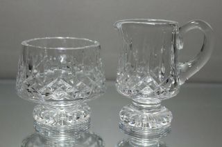 Set Of 2 Lismore Waterford Crystal Footed Pedestal Sugar & Cream Glassware