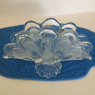 Vtg Bohemia Crystal Toscana Draped Footed Napkin Holder Frosted Czech Republic