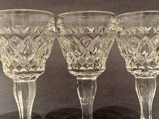 Vintage Hand Cut Crystal Cordial Sherry Glasses,  Diamond Cut,  3.  25”,  Set of 3 3