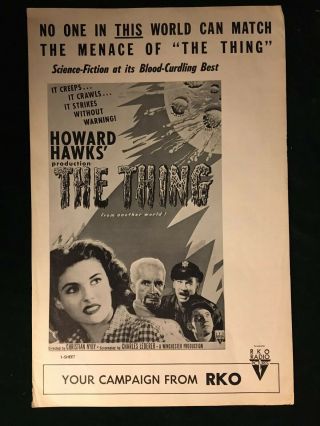 Orig 1957 Howard Hawks The Thing Movie Manager 