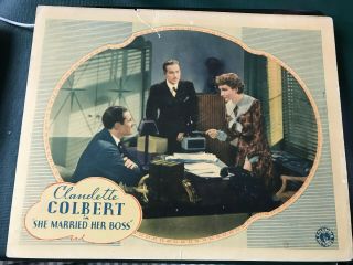 She Married Her Boss 1935 Columbia 11x14 " Comedy Lobby Card Claudette Colbert