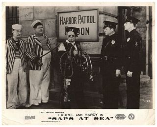Saps At Sea British Lobby Card Stan Laurel & Oliver Hardy 1940 Classic