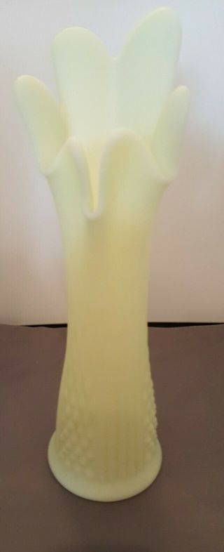 Vintage Fenton Custard Satin Swung Vase 12.  75 Inch