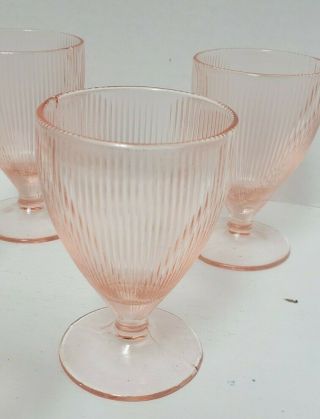 Jeannette Depression Glass Homespun Pink Juice Set Of 6 Footed Tumblers