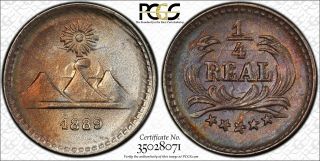 Guatemala 1/4 Real 1889 Ms65 Pcgs Silver Km 158 Colorful Toned Pop 1/1 Gem