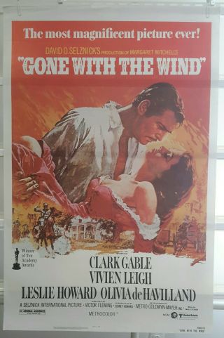 Gone With The Wind Re - Release Movie Poster One - Sheet 1980 27x41 Rolled