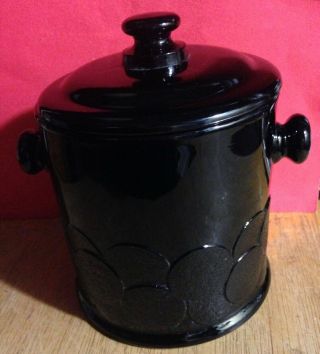 Fenton Macaroon Cooky Jar Amethyst Black Glass Missing Handle Has Cover