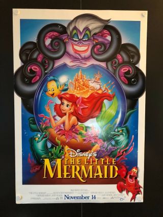 The Little Mermaid One Sheet Movie Poster 1989 - 27 " X 41 " Ex,  /nm