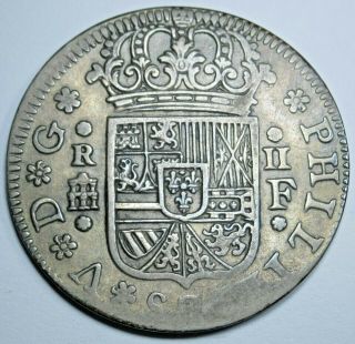 1723 Spanish Silver 2 Reales Antique 1700 