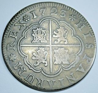 1723 Spanish Silver 2 Reales Antique 1700 ' s Colonial Cross Pirate Treasure Coin 2