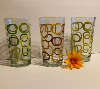 Drinking Glasses/tumblers - Set Of 3 - Thick,  Vintage,  Retro,  Mid Century Modern