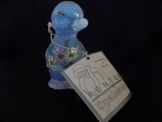 Fenton Art Glass Hand Painted Daisy Lane On French Opalescent Duck