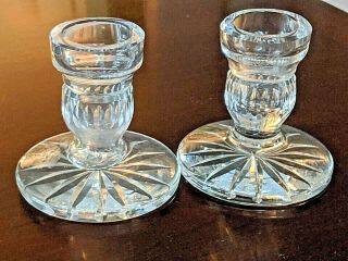 Waterford Ireland Cut Crystal Candlestick Holders 3 - 1/2 Inches Vintage