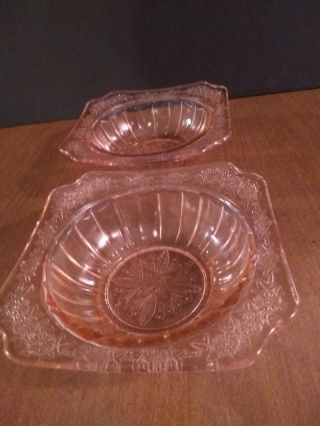 2 Jeannette Glass Pink Adam Pattern 3 Inch Sherbet Bowls