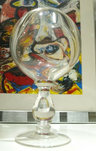 Vintage Murano Glass Bubble Stem Pedestal Gazing/crystal Ball Paperweight Globe