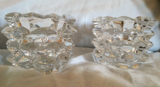 Set Of 2 Tiffany & Co Crystal Votive Candle Holders (rock Cut,  Pine Cone Design)