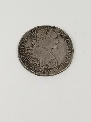 1807 Mexico Silver 8 Reales Carolous Iiii Dei Gratia Crown Coin Et Ind Rex