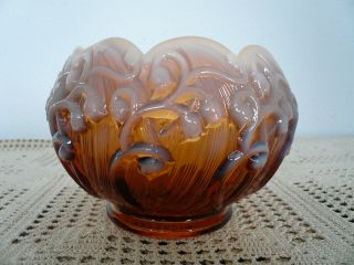 Fenton Cameo Opalescent Lily Of The Valley Scalloped Rose Bowl