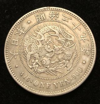 Japan Meiji 1896 One Yen Silver Coin Beautifully Uncirculated