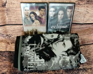 Twilight Neca Messenger Bag Tote & Breaking Down/eclipse Dvd Movie Bundle