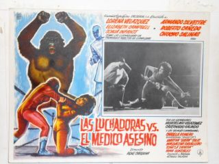 The Wrestling Women Vs.  The Murderous Doctor Horror Lobby Card Poster 1963