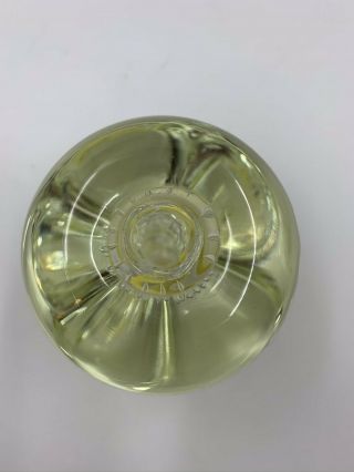 Art Glass Apple Controlled Bubbles,  Yellow Spiral Paperweight Signed Carl Kraft 3