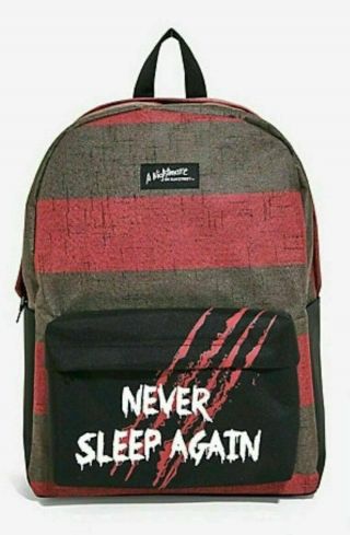 Nightmare On Elm Street Freddy Krueger Never Sleep Again Backpack Bag Nwt